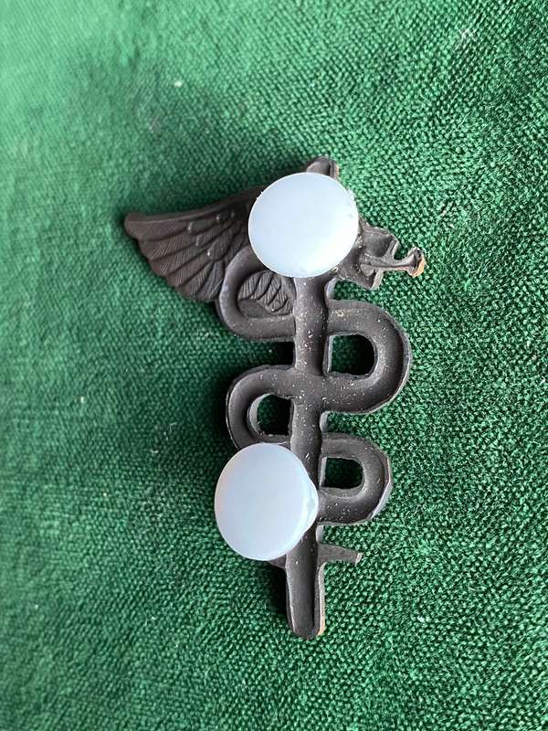 SA MEDICAL SERVICE BRONZE OPERATED MEDICAL ORDERLY'S BREAST BADGE-APPROVED IN 1984- 2 PINS