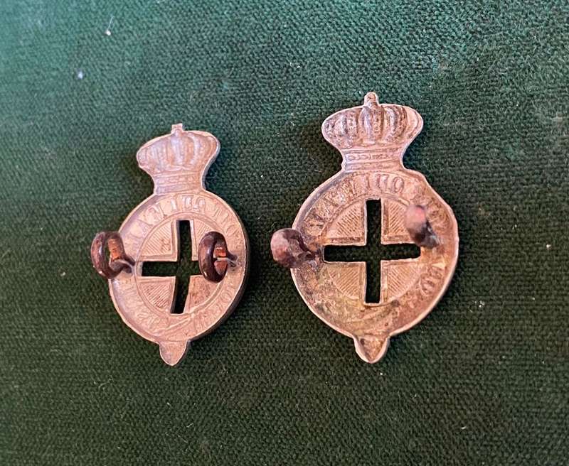 CAPE MEDICAL STAFF CORPS-BOER WAR-COLLAR BADGE PAIR-WORN 1889-1902-LUGS COMPLETE