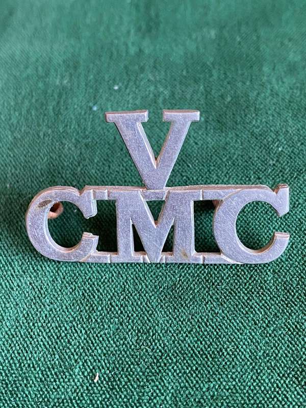 VOLUNTEER CAPE MEDICAL CORPS-SHOULDER TITLE-WORN 1903 POSSIBLY UNTIL 1910-2 LUGS-WHITE METAL