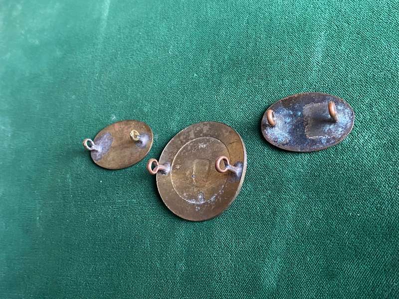 ESSENTIAL SERVICE PROTECTION CORPS-BRASS CAP AND COLLARS (SOLID CENTRE)WORN 1940-1943-LUGS INTACT