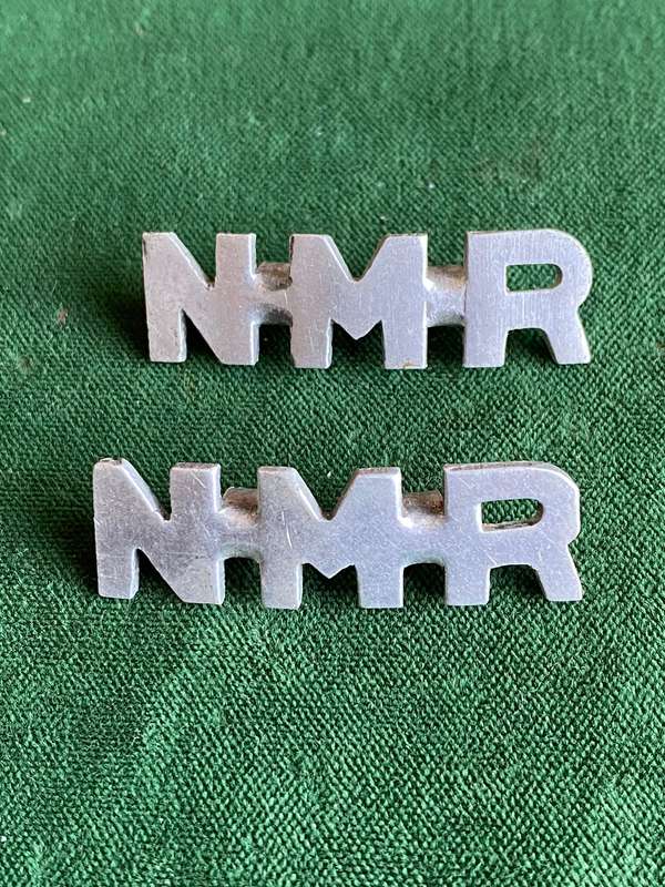 NATAL MOUNTED RIFLES,WHITE METAL TITLE PAIR-WORN 1894-1940'S-LUGS COMPLETE