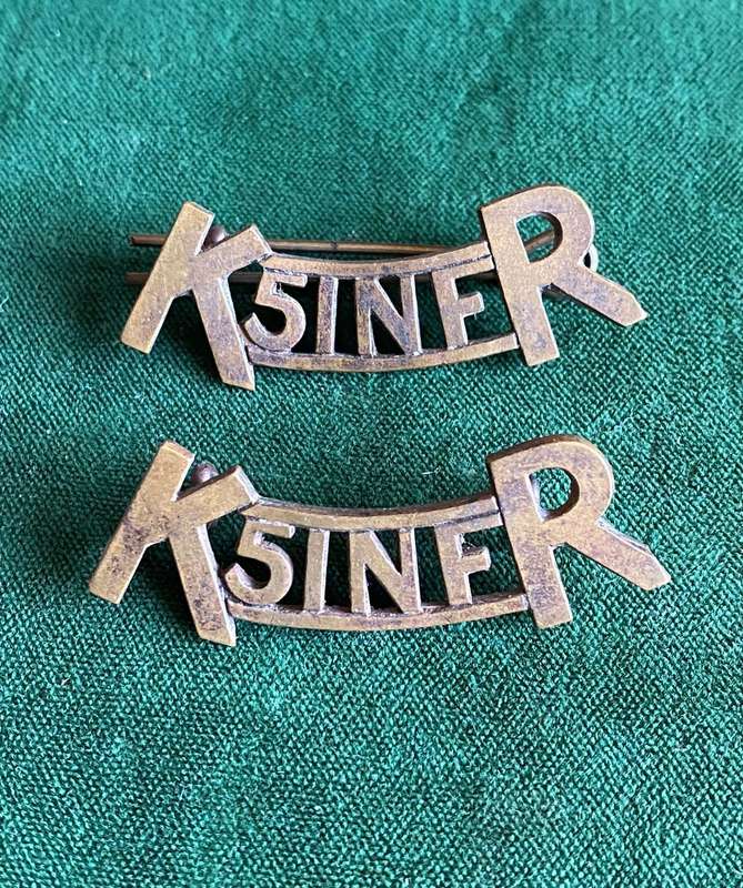 KAFFRARIAN RIFLES (5TH INFANTRY) SHOULDER TITLE PAIR-WORN 1913-1932
