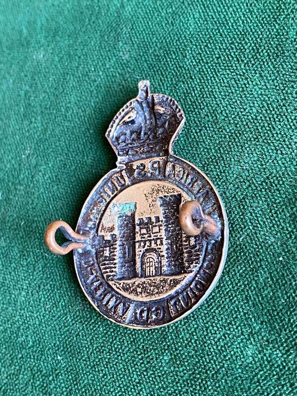 UNION OF SOUTH AFRICA PRISONS SERVICES COLLAR BADGE-DIFFERENT TYPE OF CROWN-WHITE METAL - 2 LUGS