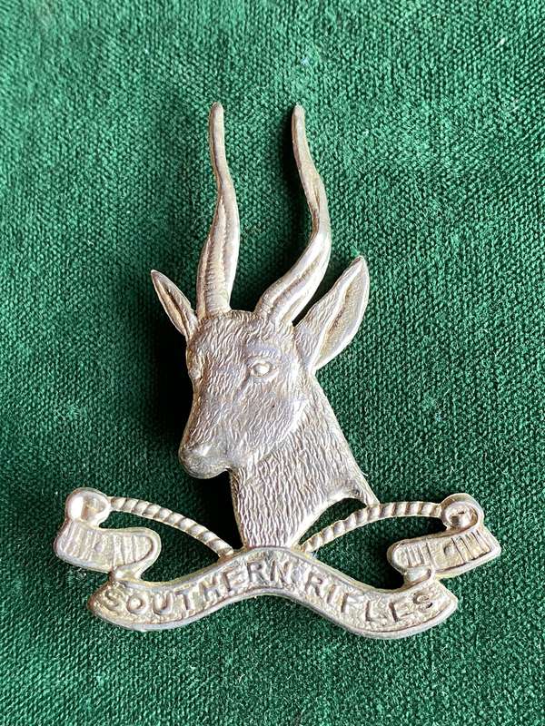 SOUTHERN RIFLES SILVER PLATED SLOUCH HAT BADGE-WORN 1914-1915