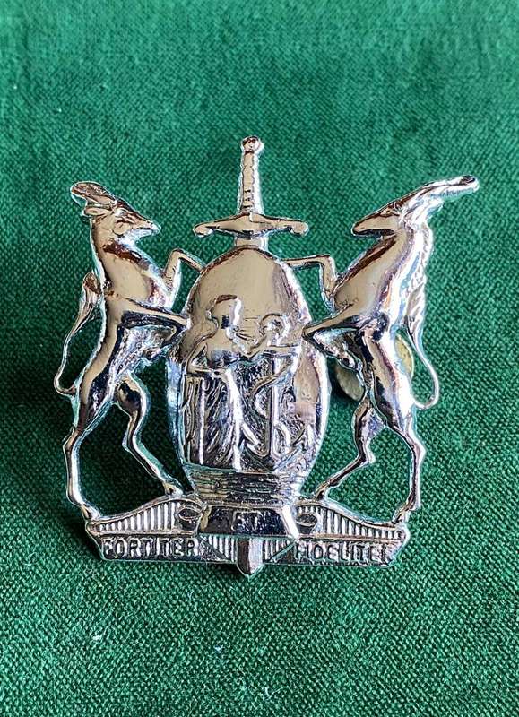 COLOURED CORPS CHROMED CAP BADGE-WORN POST 1976- 2X SCREW LUGS