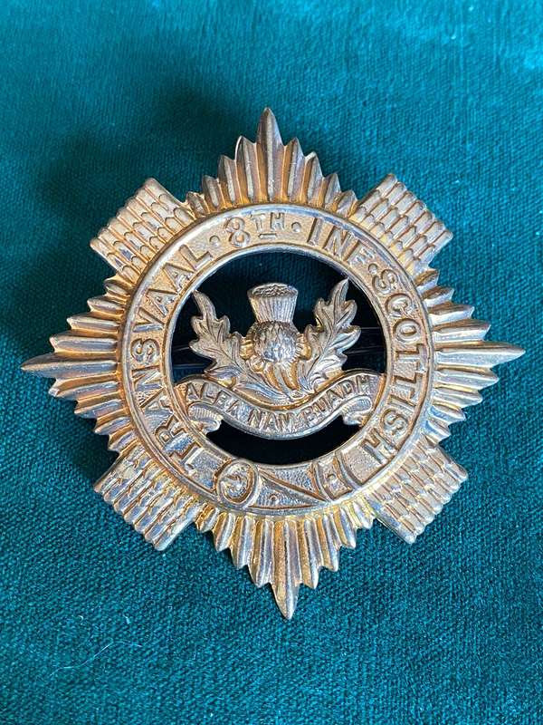 TRANSVAAL SCOTTISH TAMO' SHANTER BADGE-WORN 1913-1960'S- 2 LUGS