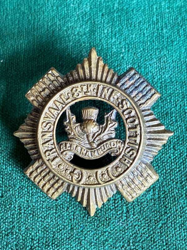 TRANSVAAL 8TH INFANTRY SCOTTISH BRASS SPORRAN BADGE-WORN 1922-1954- 2 LUGS
