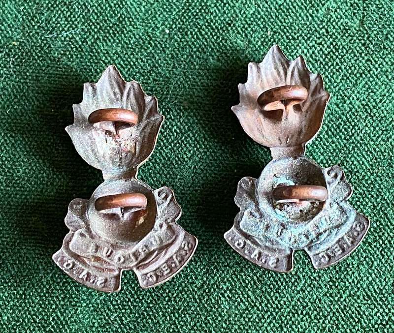 SA ENGINEERS CORPS BRONZE COLLAR BADGE PAIR-WORN 1945-1979-LUGS INTACT