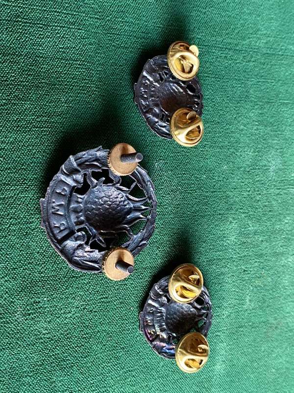 REGT. WESTELIKE PROVINSIE BLACKENED BRASS CAP AND COLLARS-WORN 1935-1964-LUGS + PINS INTACT