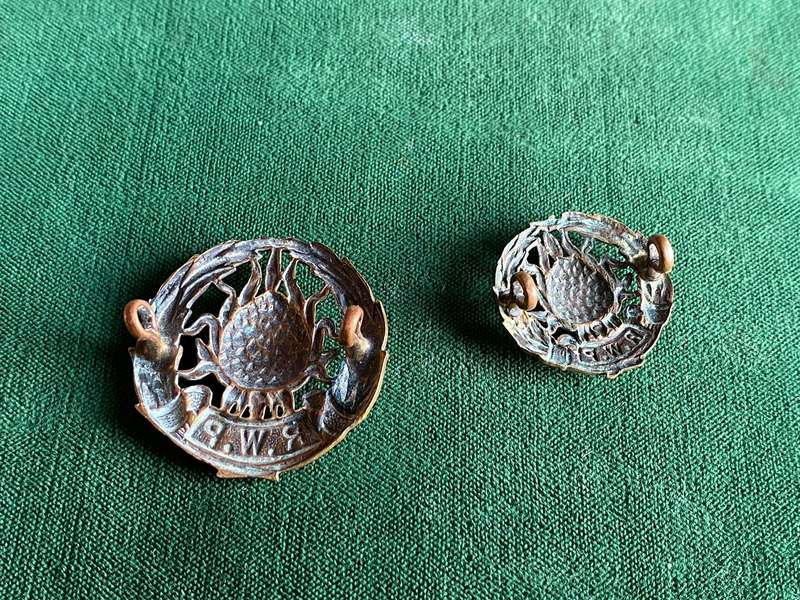 REGT. WESTELIKE PROVINSIE BRASS CAP AND ONE COLLAR-WORN 1935-1964-LUGS INTACT