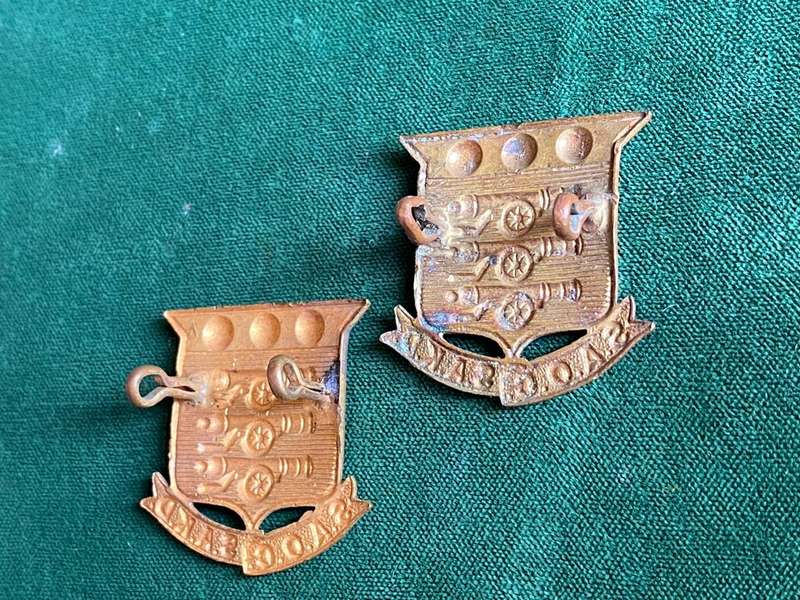 SA ORDNANCE CORPS-GILDING METAL CAP AND ONE COLLAR -WORN 1934-1938-LUGS COMPLETE