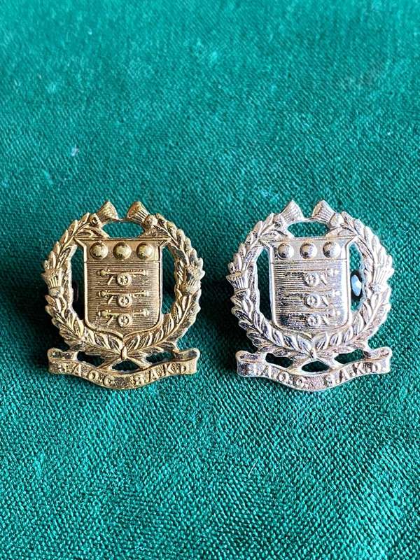SA ORDNANCE CORPS COLLAR BADGE PAIR-WORN 1938-1942-LUGS INTACT