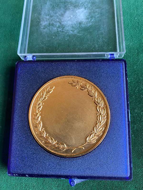 SA ARMY 75TH ANNIVERSARY MEDALLION 1912-1987-GILT-DIAMETER 50MM-BOXED