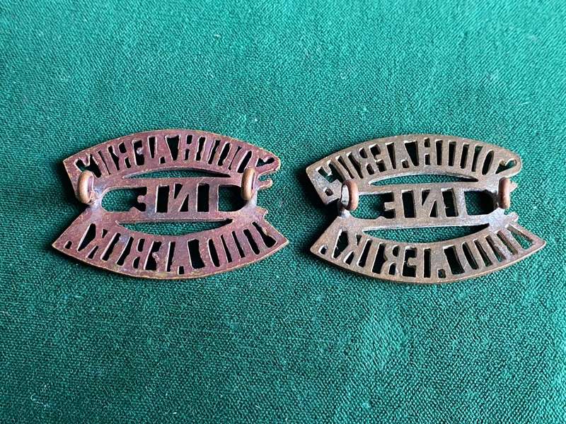 3RD SA INFANTRY SHOULDER TITLE PAIR-WORN WW1-LUGS INTACT