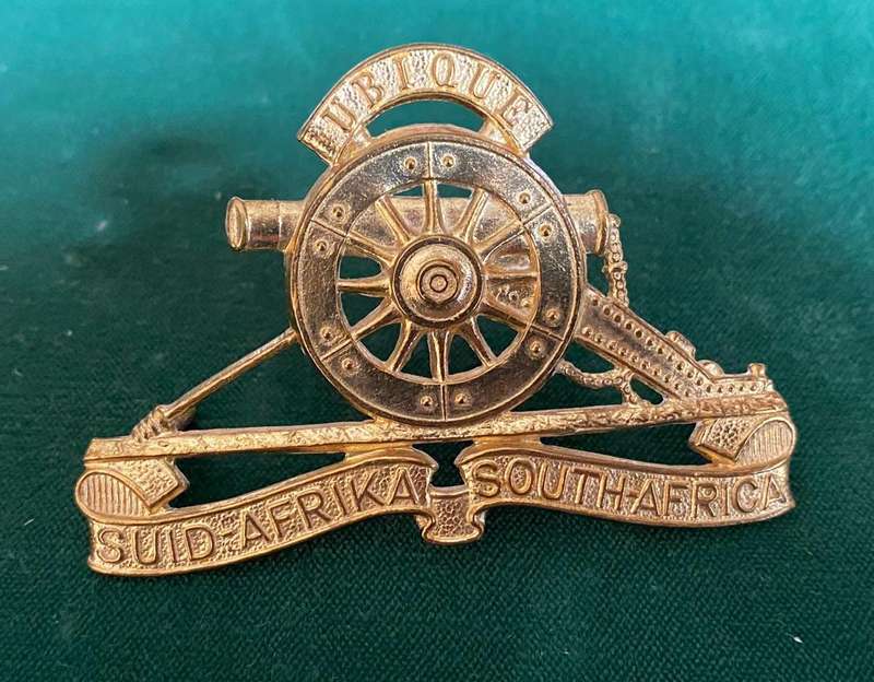 SA ARTILLERY BADGE-WORN 1959-1970'S-LUGS INTACT