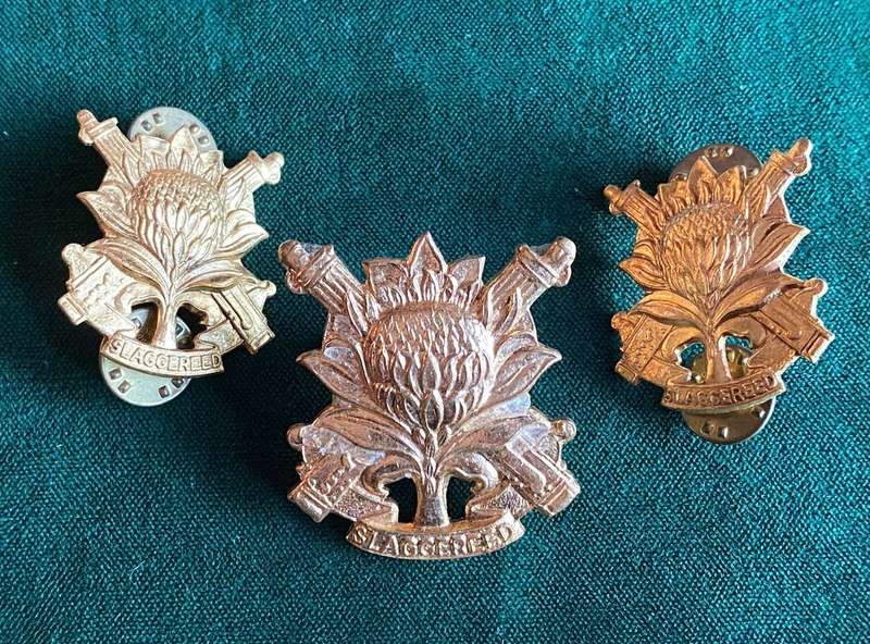 REGT. LANGENHOVEN CAP AND COLLARS-WORN FROM 1956-LUGS + PINS INTACT