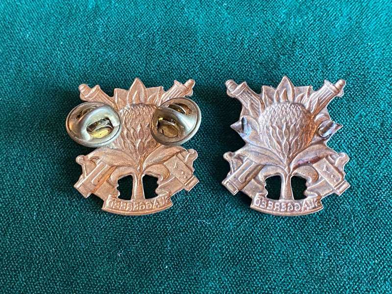 REGT. LANGENHOVEN COLLAR BADGE PAIR-WORN FROM 1956-PINS INTACT