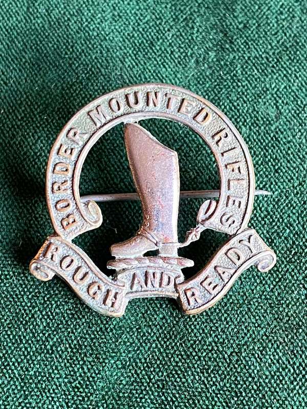 WHITE METAL BORDER MOUNTED RIFLES COLLAR BADGE-WORN 1902-1914-STICK PIN