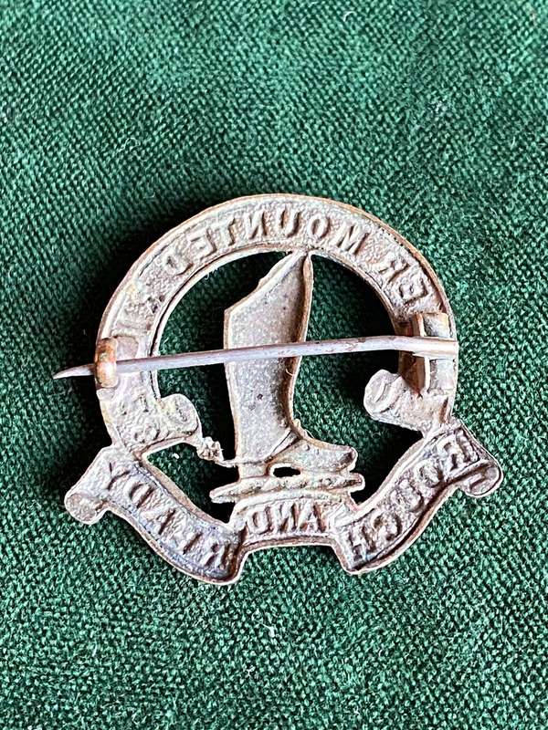 WHITE METAL BORDER MOUNTED RIFLES COLLAR BADGE-WORN 1902-1914-STICK PIN