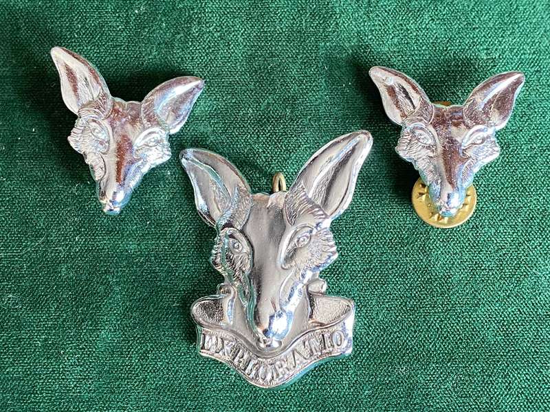 SA INTELLIGENCE CORPS CHROME CAP AND COLLARS-WORN FROM 1980-2002-LUGS + PINS INTACT
