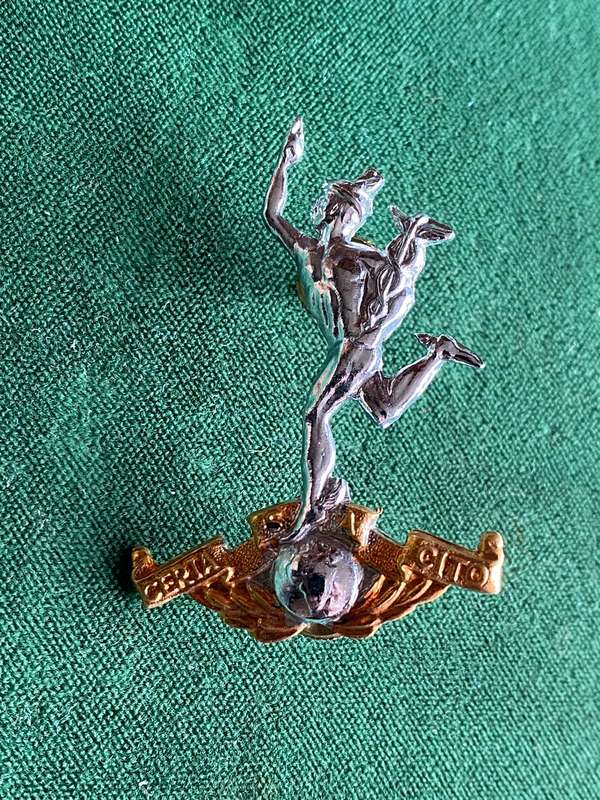 SA CORPS OF SIGNALS BI/METAL CAP BADGE-WORN POST 1959-2X2 SCREW LUGS