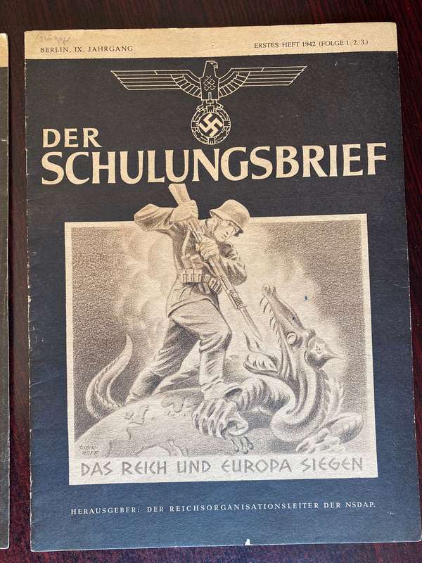 ORIGINAL GERMAN WW2 DER SCHULUNGSBRIEF PROPAGANDA MAGAZINE-3 SOLD TOGETHER-GOOD AND COMPLETE CONDITI