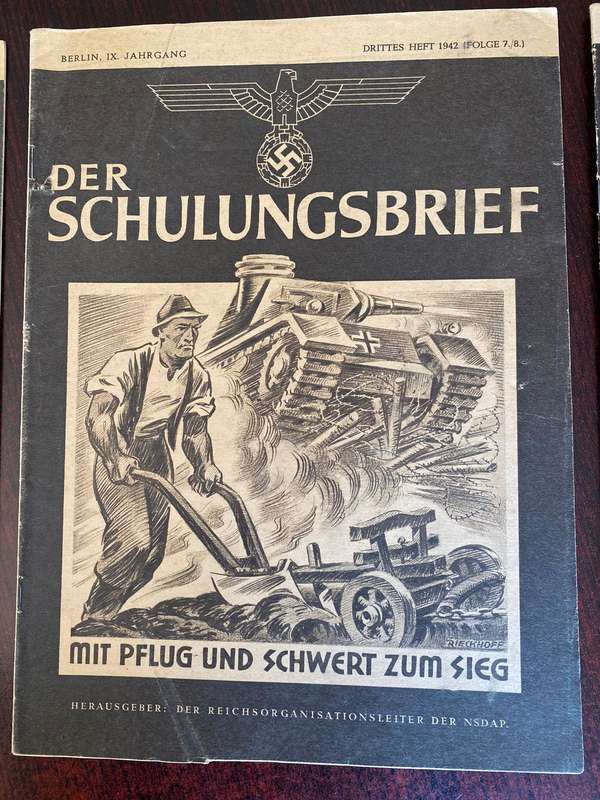 ORIGINAL GERMAN WW2 DER SCHULUNGSBRIEF PROPAGANDA MAGAZINE-3 SOLD TOGETHER-GOOD AND COMPLETE CONDITI