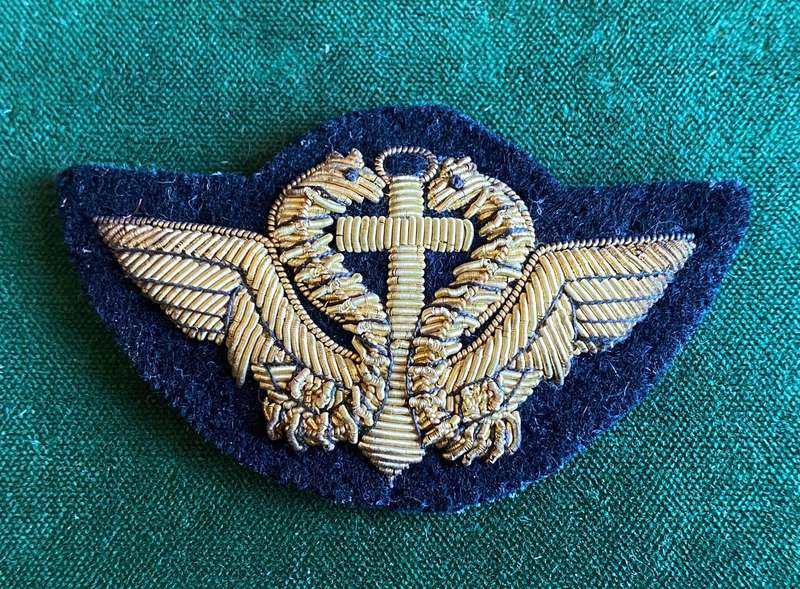 FRENCH NAVAL-PARA FROGMAN,BULLION EMBROIDERED BADGE-ORIGINAL PADDED (OLD ) BADGE