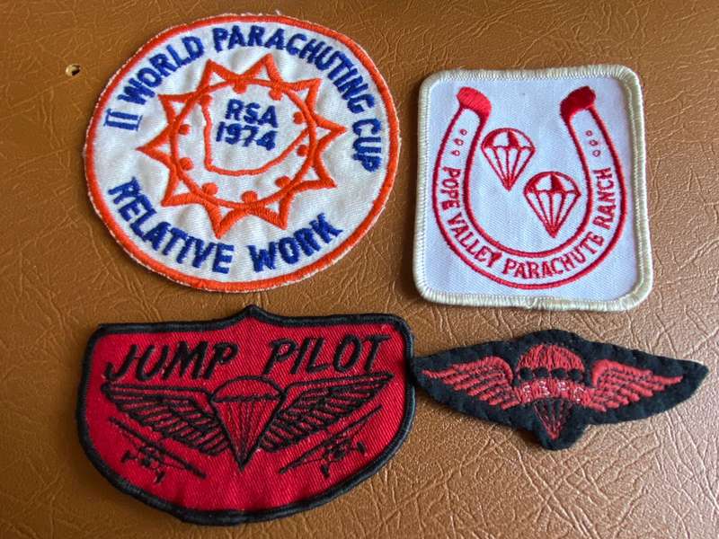 3 PARACHUTE PATCHES AND ONE WING-SOLD TOGETHER