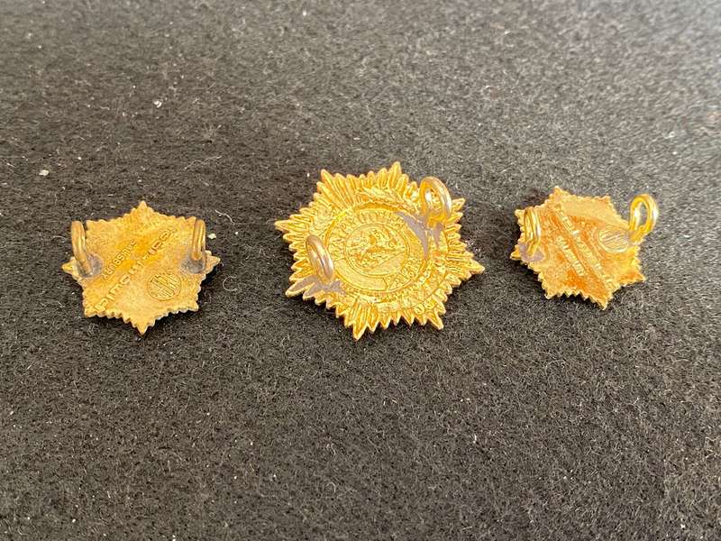 RHODESIAN ARMY SERVICES CORPS CAP AND COLLARS-ANODISED -WORN 1970-80-LUGS INTACT