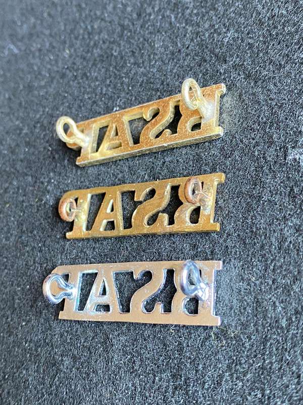 RHODESIA BSA POLICE TITLE BRASS,ANODISED AND CHROME-ONE OF EACH LUGS INTACT