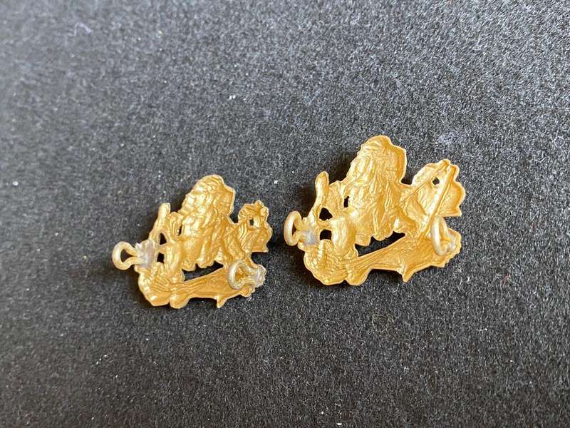 RHODESIA BSA ANODISED COLLAR BADGES-WORN 1970'S-1980-LUGS INTACT