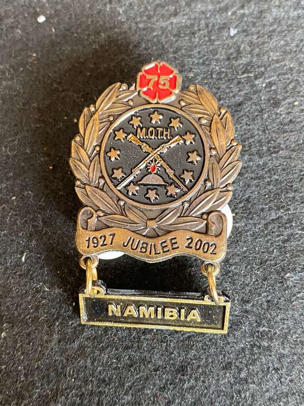 MOTH 75 JUBILEE BADGE- 3 PINS-NAMIBIA