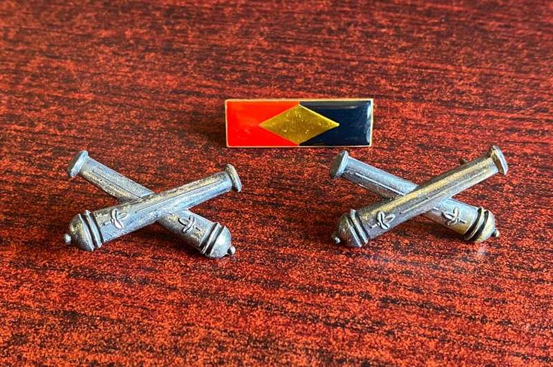 S.W.A.T.F. ARTILLERY CORPS BERET BAR AND TWO COLLARS-ALL PINS INTACT