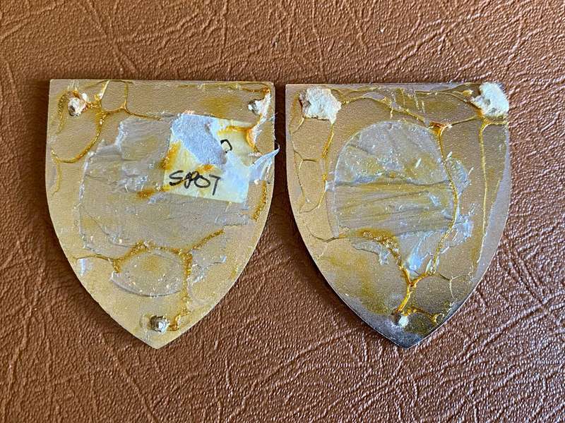 SWA BO NOSSOB COMMANDO PERSPEX- 1ST ISSUE PAIR OF FLASHES-OWEN F549/550- NO PINS