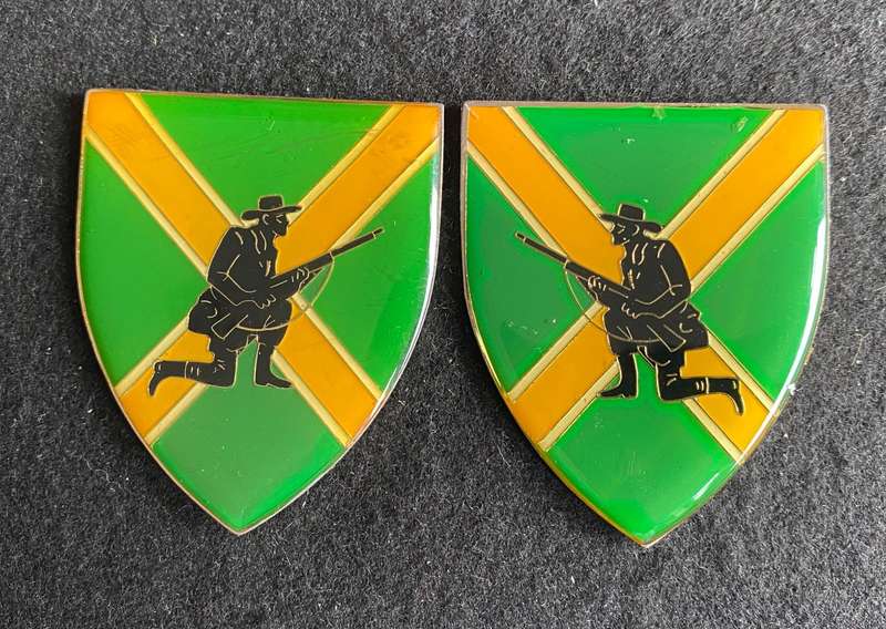 DANIE THERON COMBAT SCHOOL-DARK YELLOW PAIR OF FLASHES- NO PINS-OWEN F 861 AND F 862