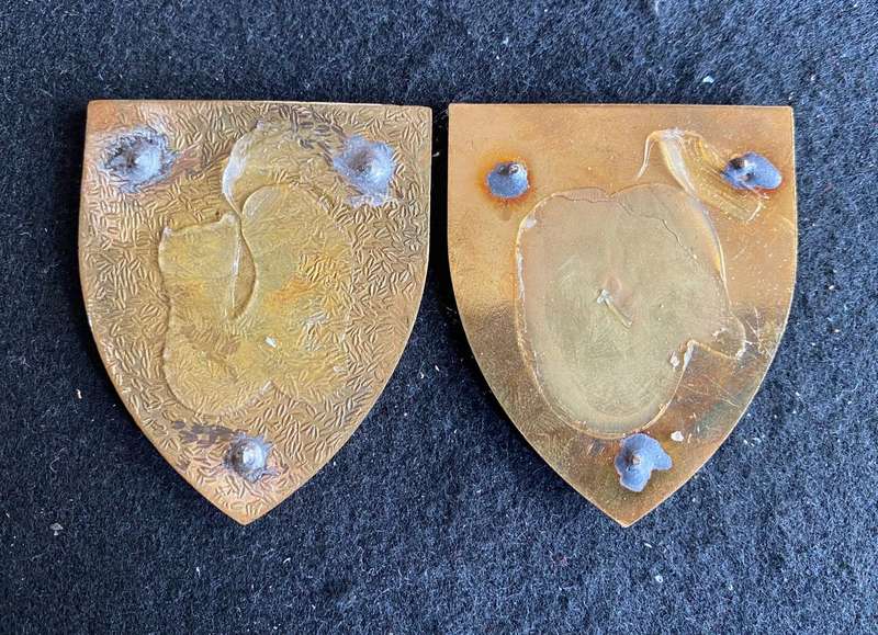 SA FIRE BRIGADE,WHITE AND YELLOW TYPE FLASHES-SOLD TOGETHER- NO PINS