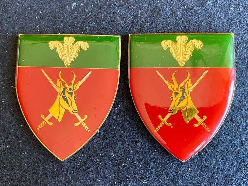 SOUTHERN CAPE COMMAND-GOLD BUCKS HEAD AND DARK GREEN TOP TYPE-OWEN NO F 385/386- NO PINS