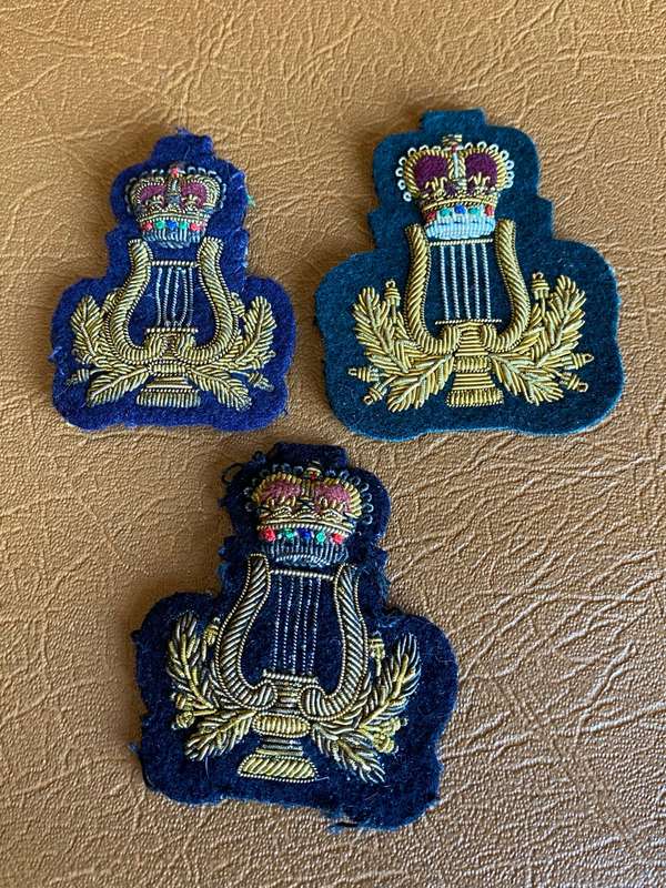 BRITISH BANDSMAN PROFICIENCY BADGES (LYRE) - 3 SOLD TOGETHER