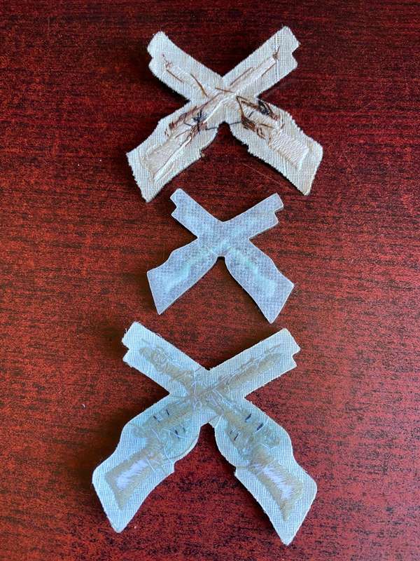 BRITISH BEST SHOT IN EACH COMPANY PROFICIENCY BADGE- LATER PATTERN AFTER 1890- 3 SOLD TOGETHER