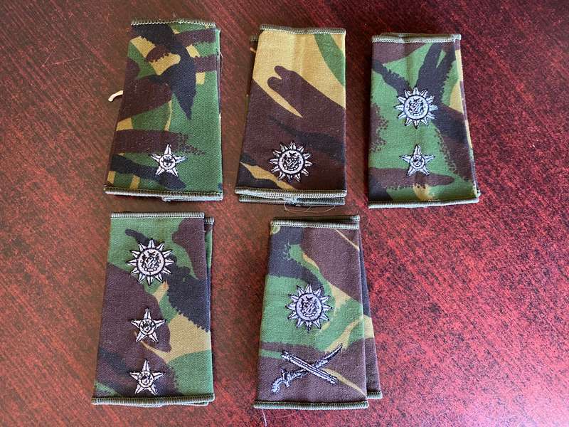 NAMIBIA DEFENCE FORCE OFFICERS RANK SET- 5 PAIRS -SOLD TOGETHER