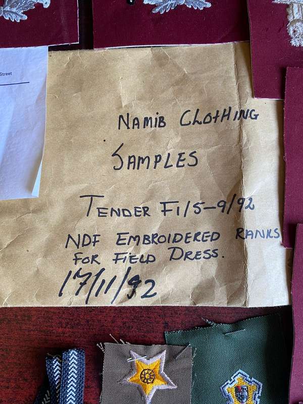 SWA/NAMIBIA-CLOTHING SAMPLES (SOME HISTORY)-FROM COL. RADMORE'S COLLECTION