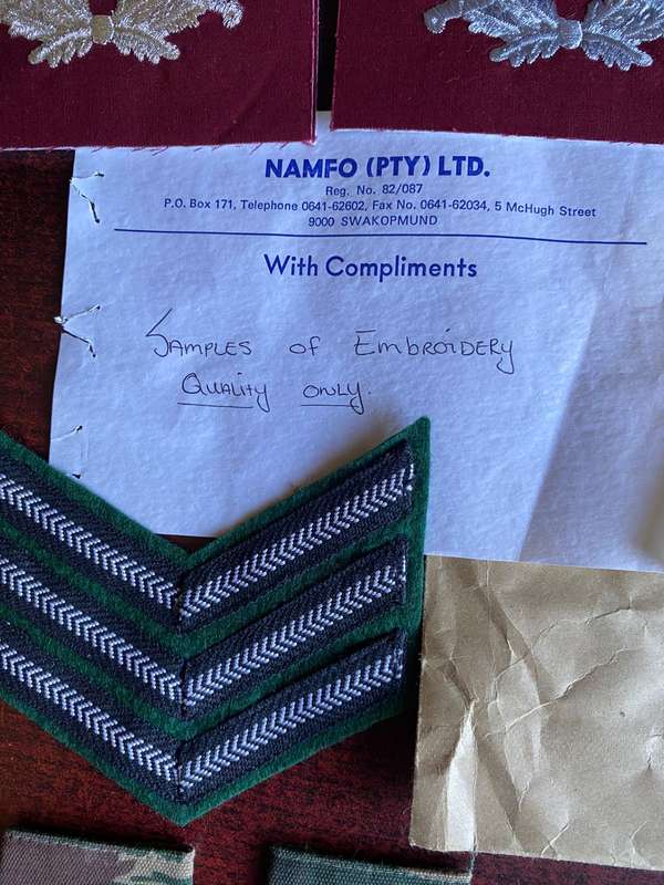 SWA/NAMIBIA-CLOTHING SAMPLES (SOME HISTORY)-FROM COL. RADMORE'S COLLECTION