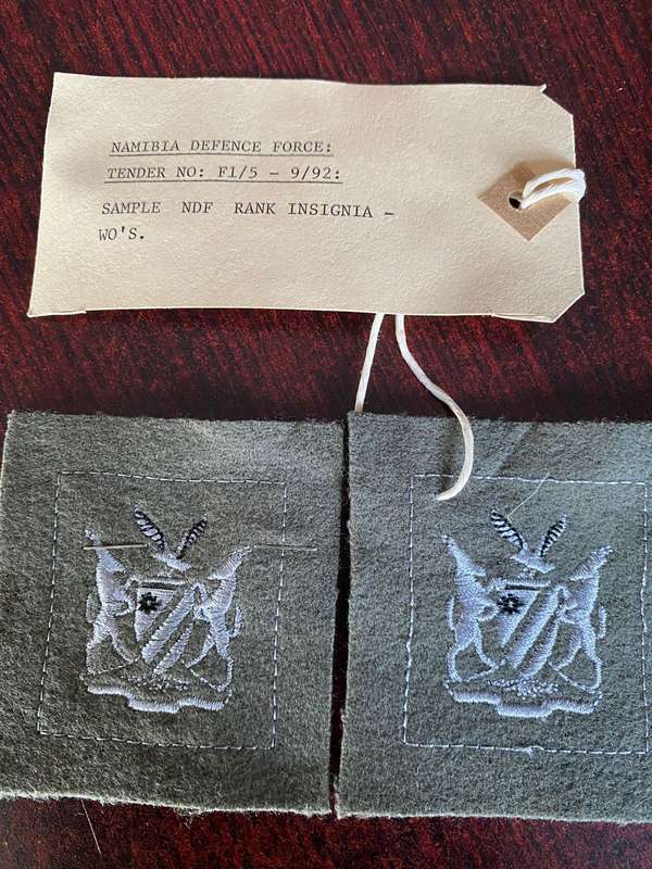 NAMIBIA DEFENCE FORCE RANK INSIGNIA FOR WO'S
