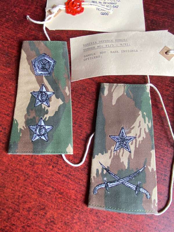 NAMIBIA DEFENCE FORCE RANK INSIGNIA- OFFICERS