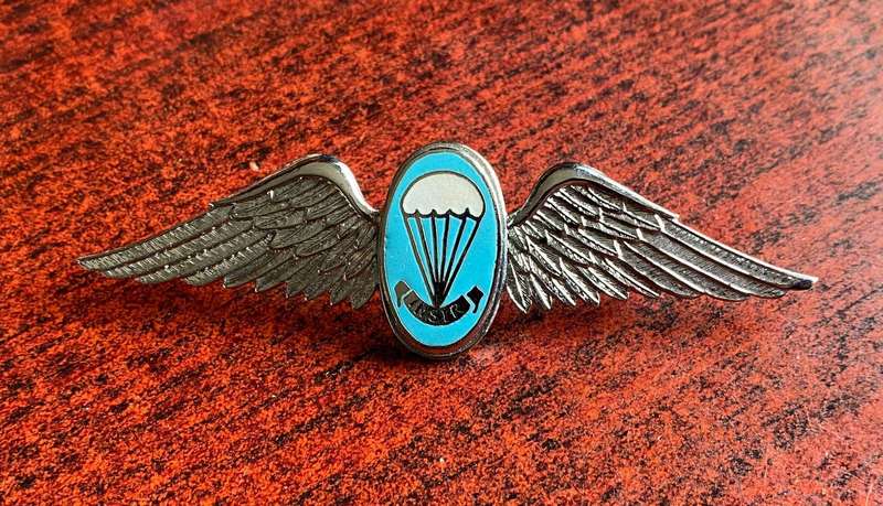SADF PARA WING-STATIC LINE-INSTRUCTORS -ENAMEL CENTRE,FULL SIZE - 2 PINS