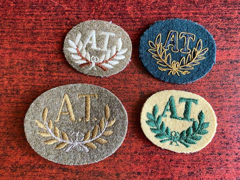 BRITISH ANTI TANK GUNNER PROFICIENCY BADGE- 4X SOLD TOGETHER-(INFANTRY ONLY)-APPROVED 1957
