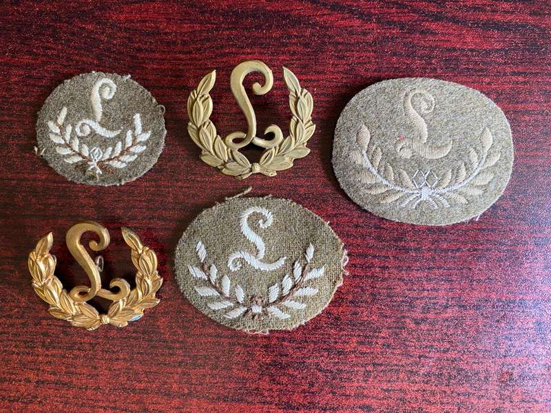 BRITISH GUNLAYER (ROYAL ARTILLERY) PROFICIENCY BADGES- 5 IN TOTAL-WORN FROM 1892-THESE ARE MOSTLY WW