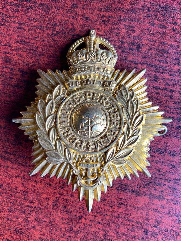 ROYAL MARINES HELMET PLATE-WORN FROM 1905-1958- 2 LUGS