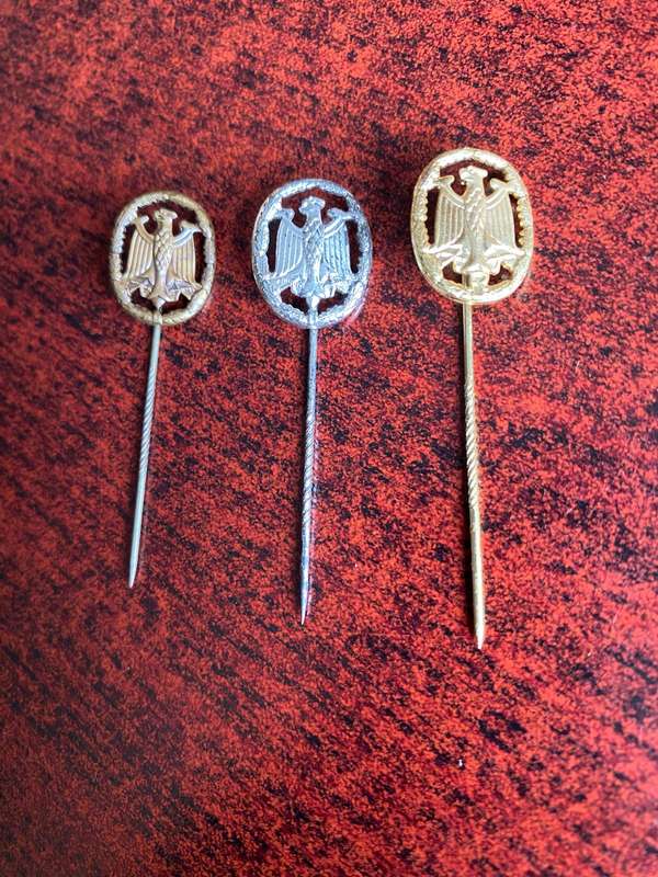 GERMAN ARMED FORCES MILITARY PROFICIENCY BADGES- 3 CLASSES-BRONZE-SILVER AND GOLD